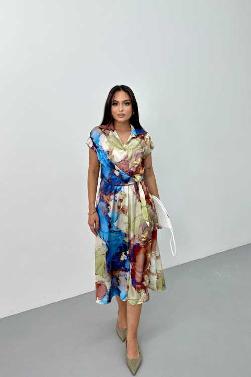 PATTERNED SATIN DRESS