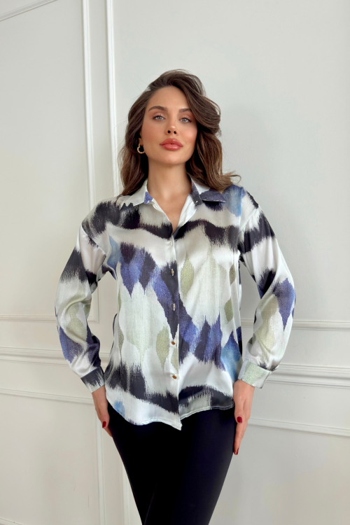 PATTERNED SATIN SHIRT