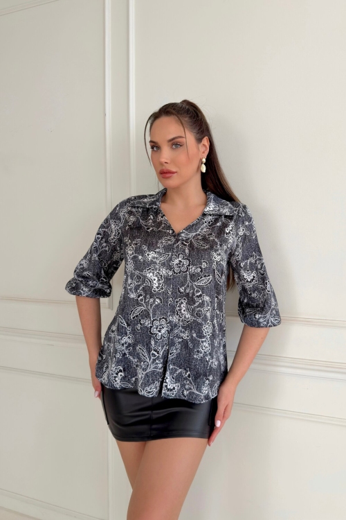 PATTERNED SATIN SHIRT