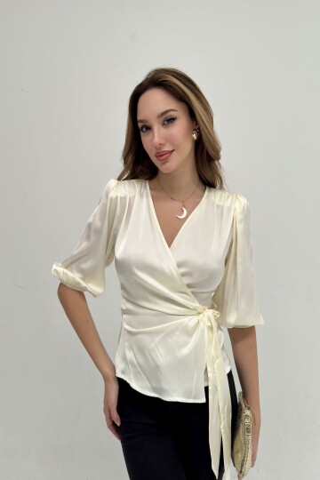 DOUBLE BREASTED SATIN BLOUSE