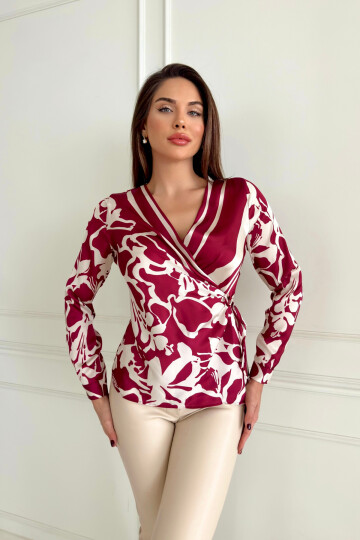 DOUBLE BREASTED SATIN BLOUSE