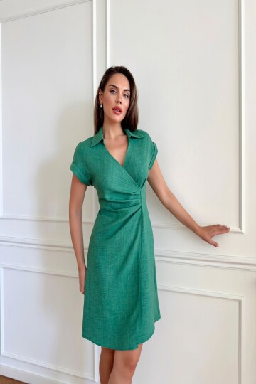 ELASTICATED LINEN DRESS