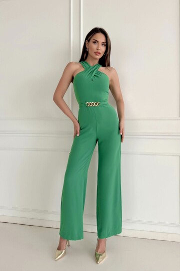 JUMPSUIT WITH CROSS BACK BELT