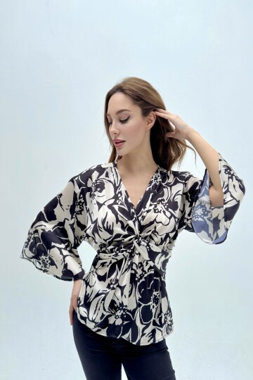 PATTERNED SATIN BLOUSE