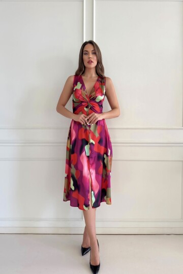 PATTERNED SATIN DRESS