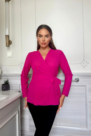 PLEATED SATIN  BLOUSE