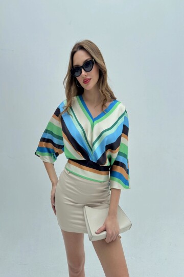 SATIN BLOUSE WITH ELASTIC WAIST