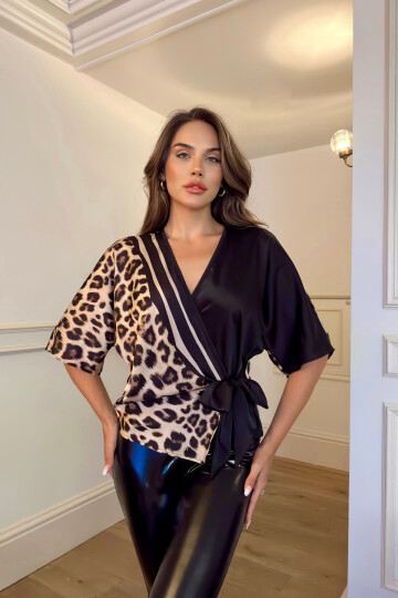 SATIN CROSSOVER BLOUSE