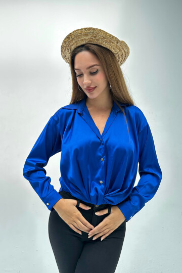 KNOTTED SATIN SHIRT