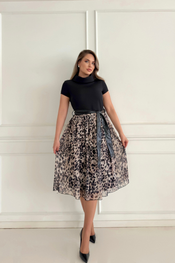 Leopar Desenli Elbise